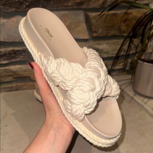 ASOS Design Women's Off-White Braided Summer Slide Sandals